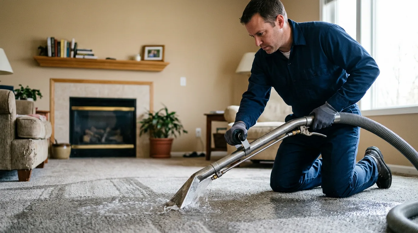 Water damage restoration technician working near Bancroft, IA